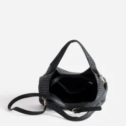 Sac à main noir embossé tressage