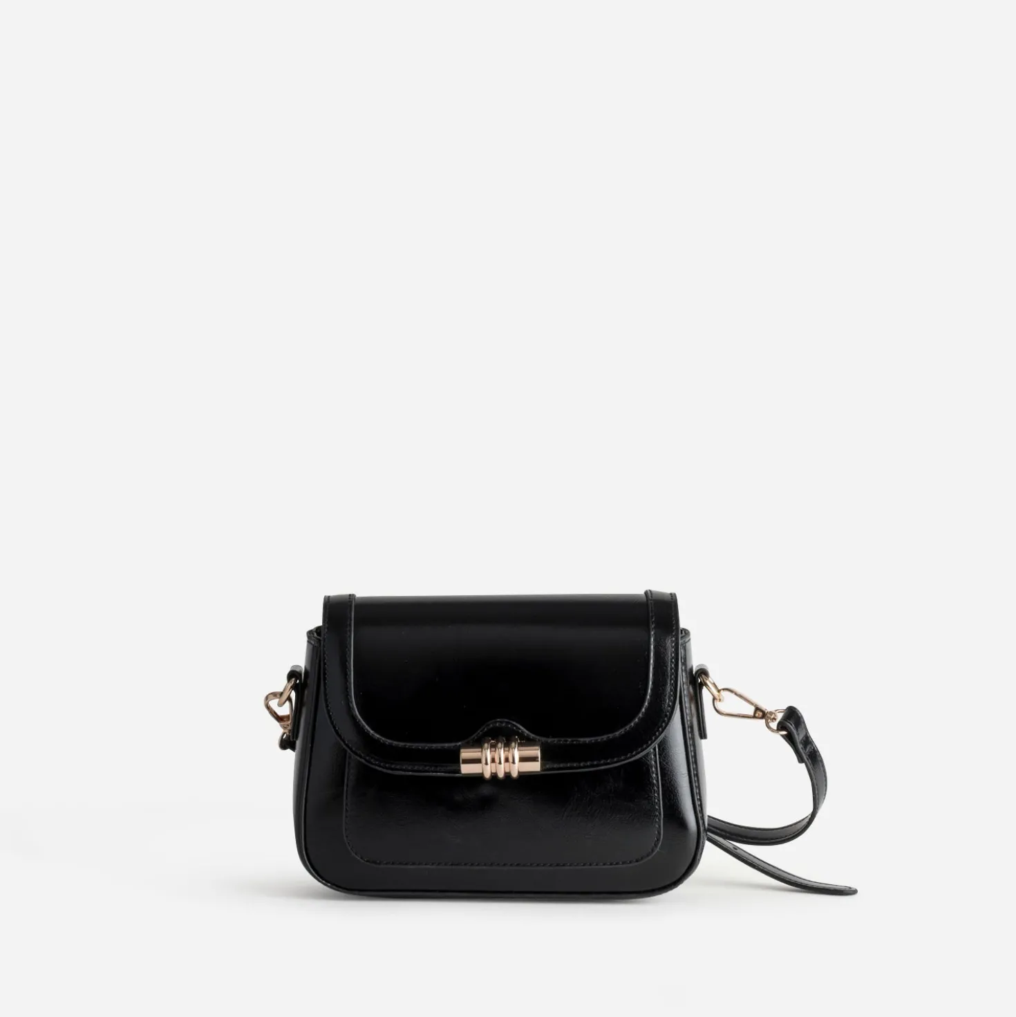 Sac à main noir fermoir doré