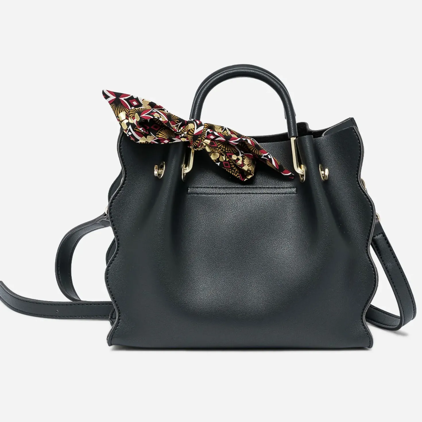 Sac à main noir à ruban imprimé