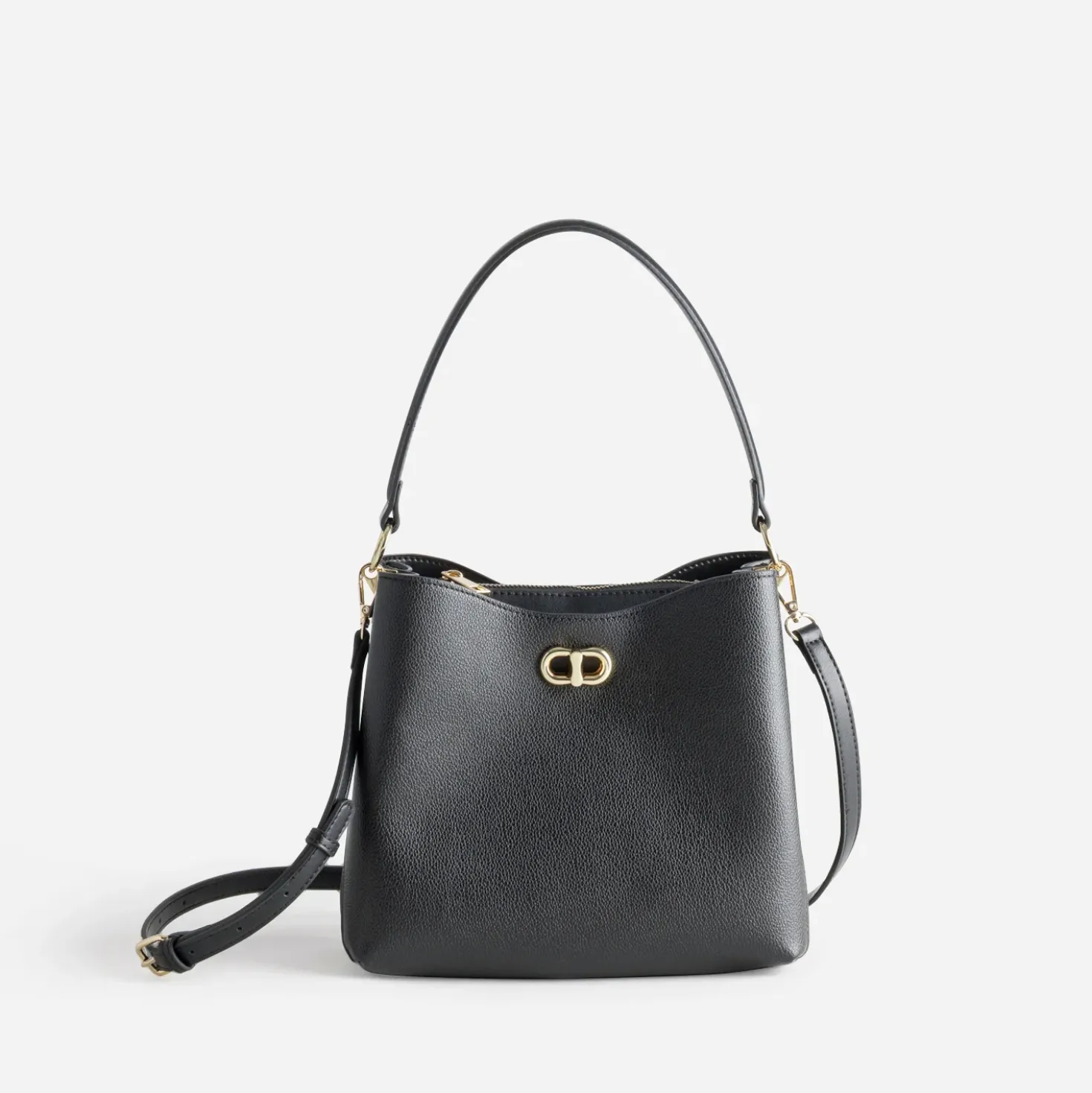 Sac à main noir trois compartiments