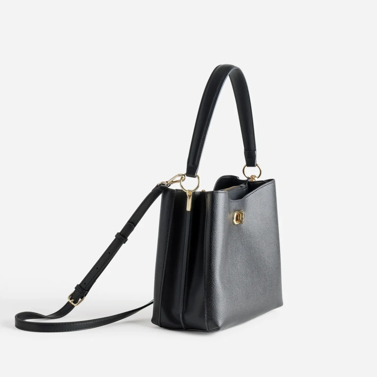Sac à main noir trois compartiments
