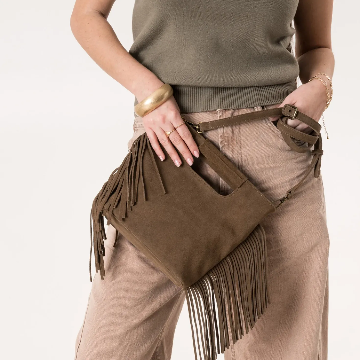 Sac à main petit format en cuir marron