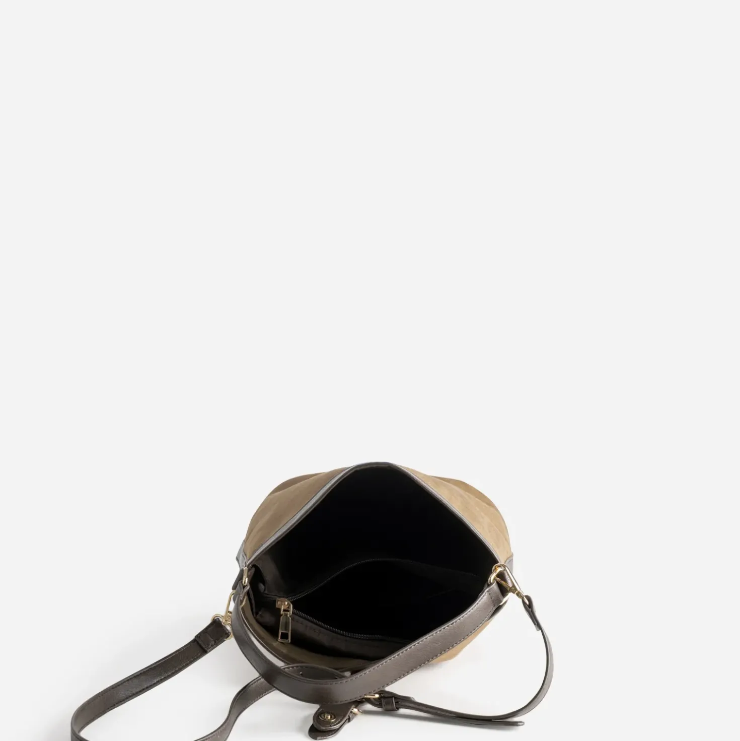 Sac à main taupe suédé et marron