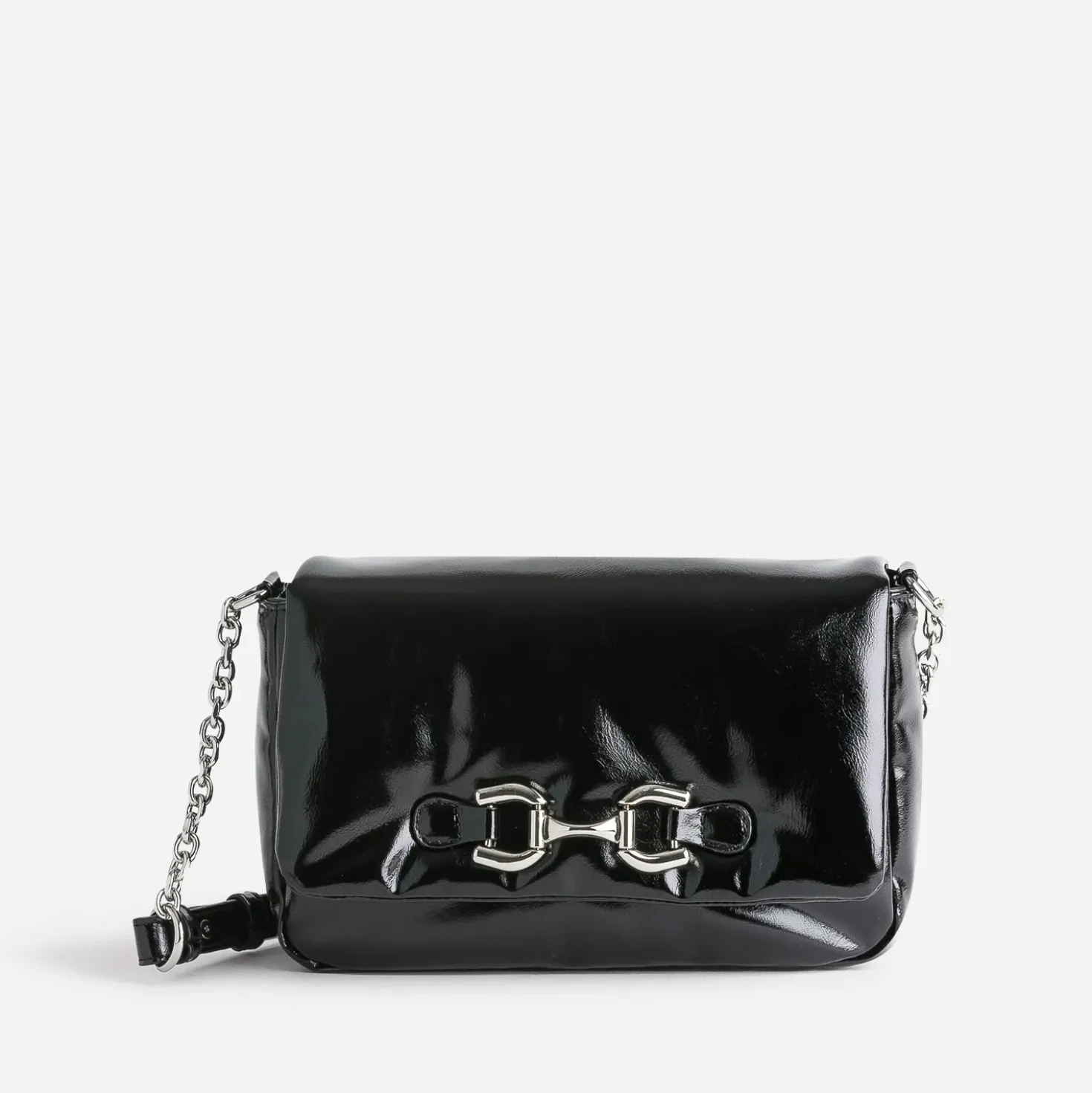 Sac à main TEXTO noir glacé décor mors