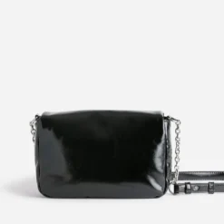 Sac à main TEXTO noir glacé décor mors