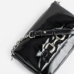 Sac à main TEXTO noir glacé décor mors
