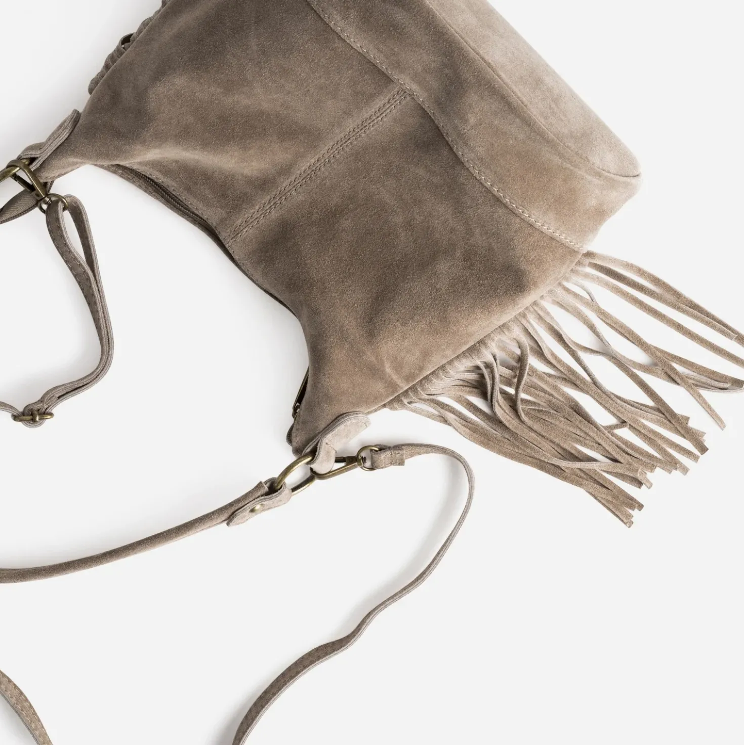 Sac à main TEXTO taupe cuir velours