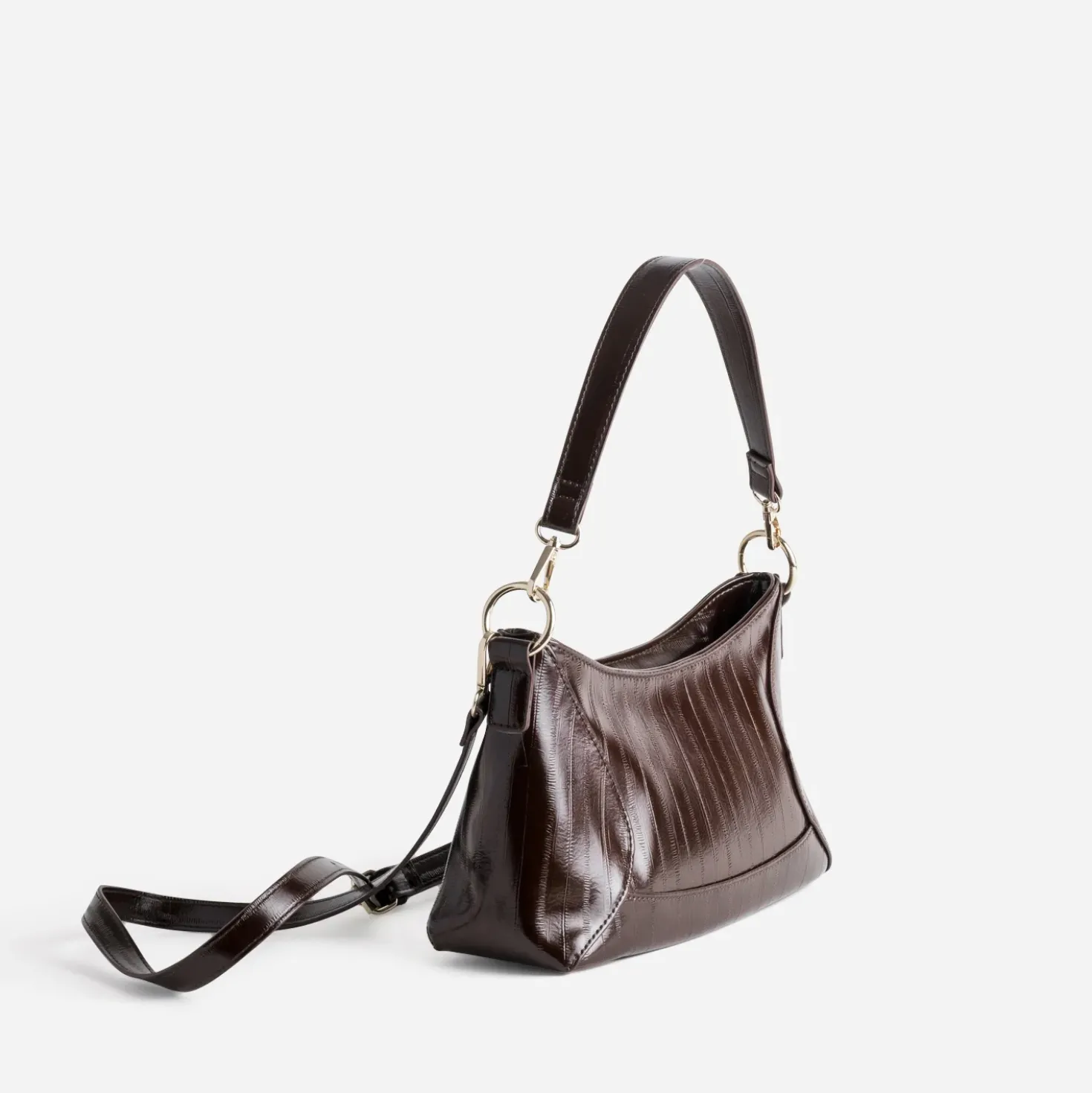 Sac marron embossé effet rayures