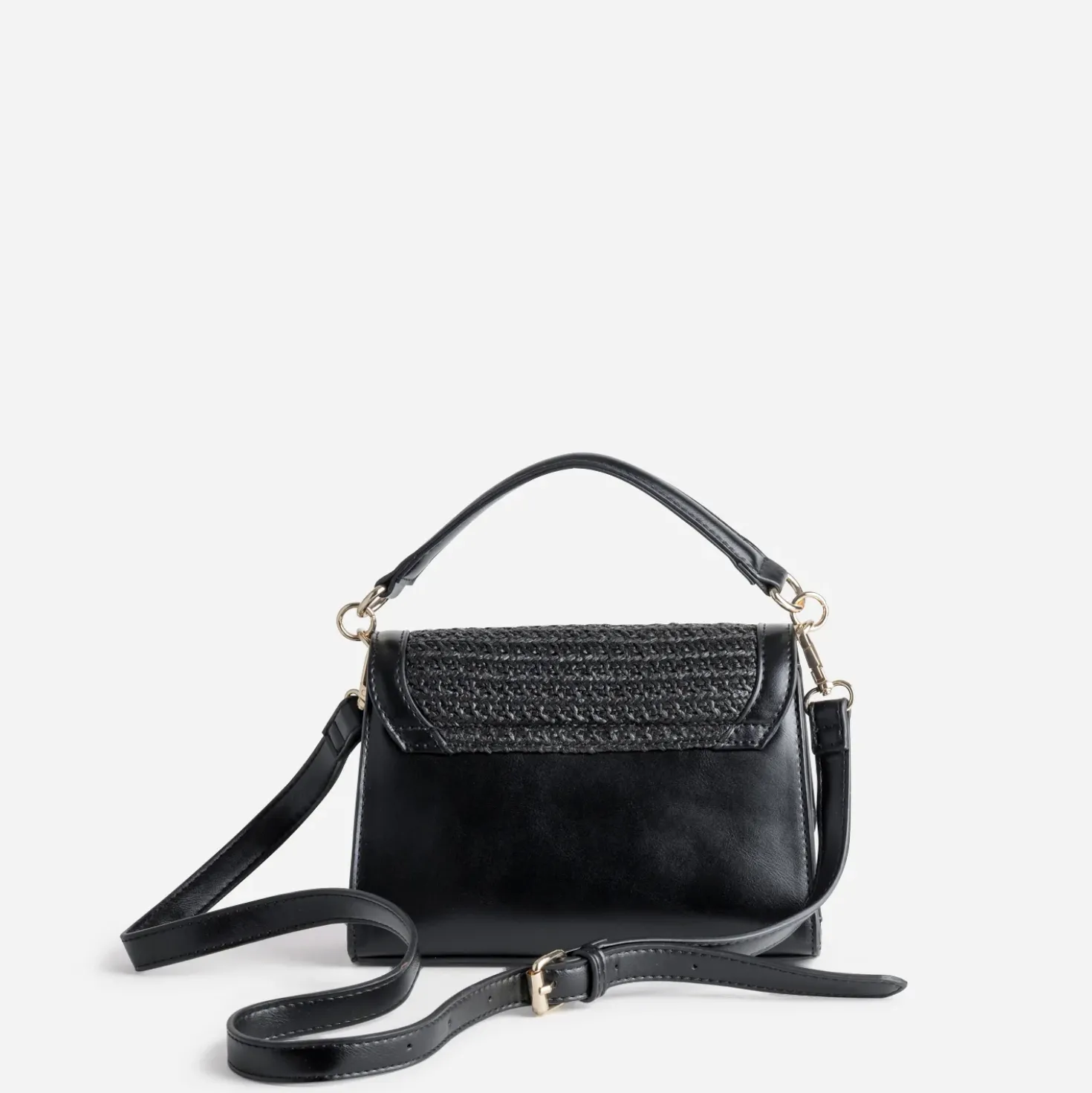 Sac noir bi-matière tressé