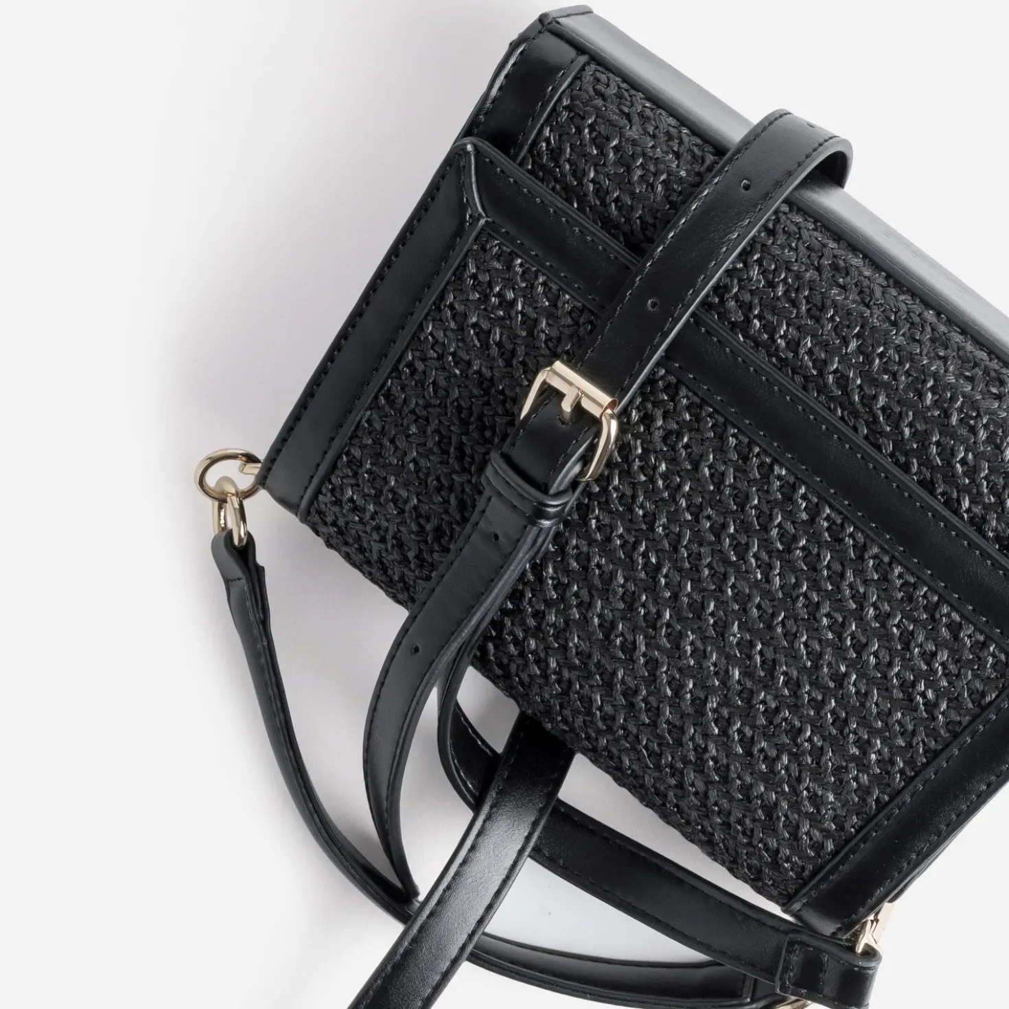 Sac noir bi-matière tressé