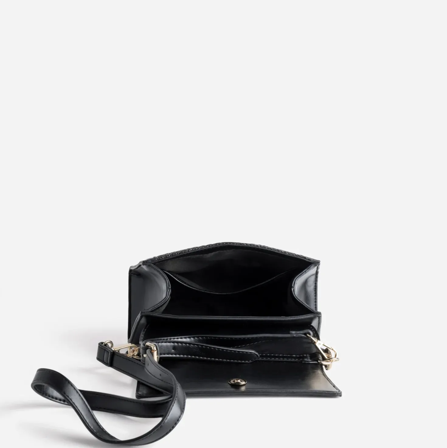 Sac noir bi-matière tressé