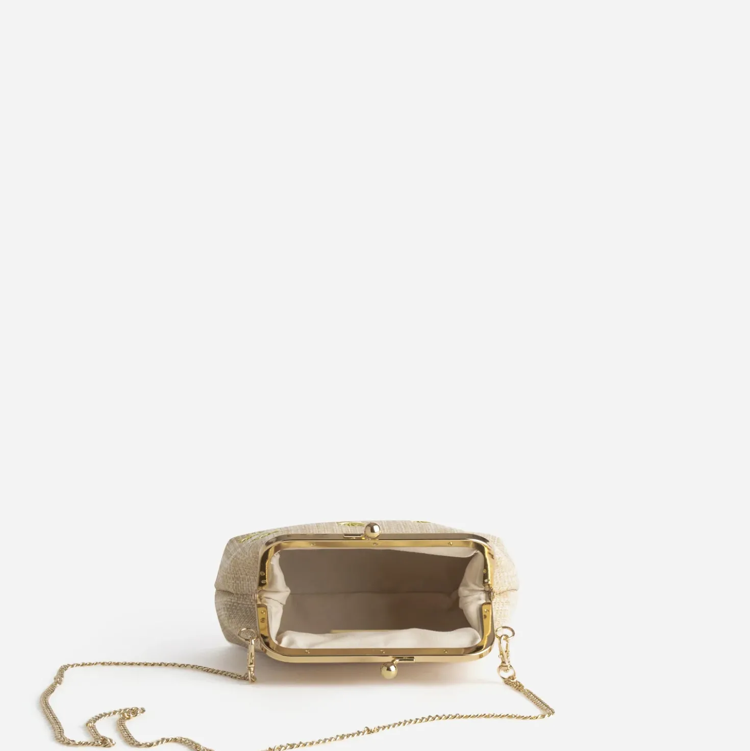 Sac pochette beige brodée fleurs