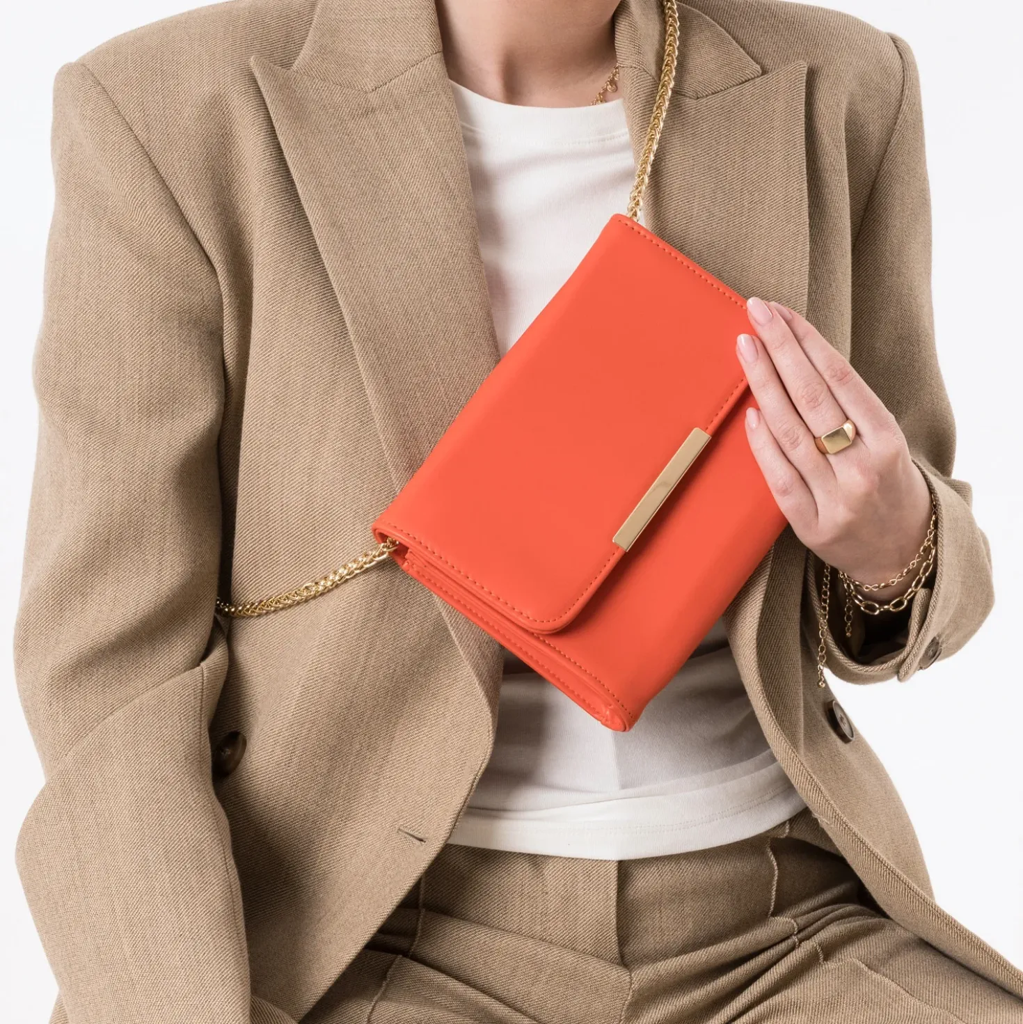 Sac pochette rouge orangé