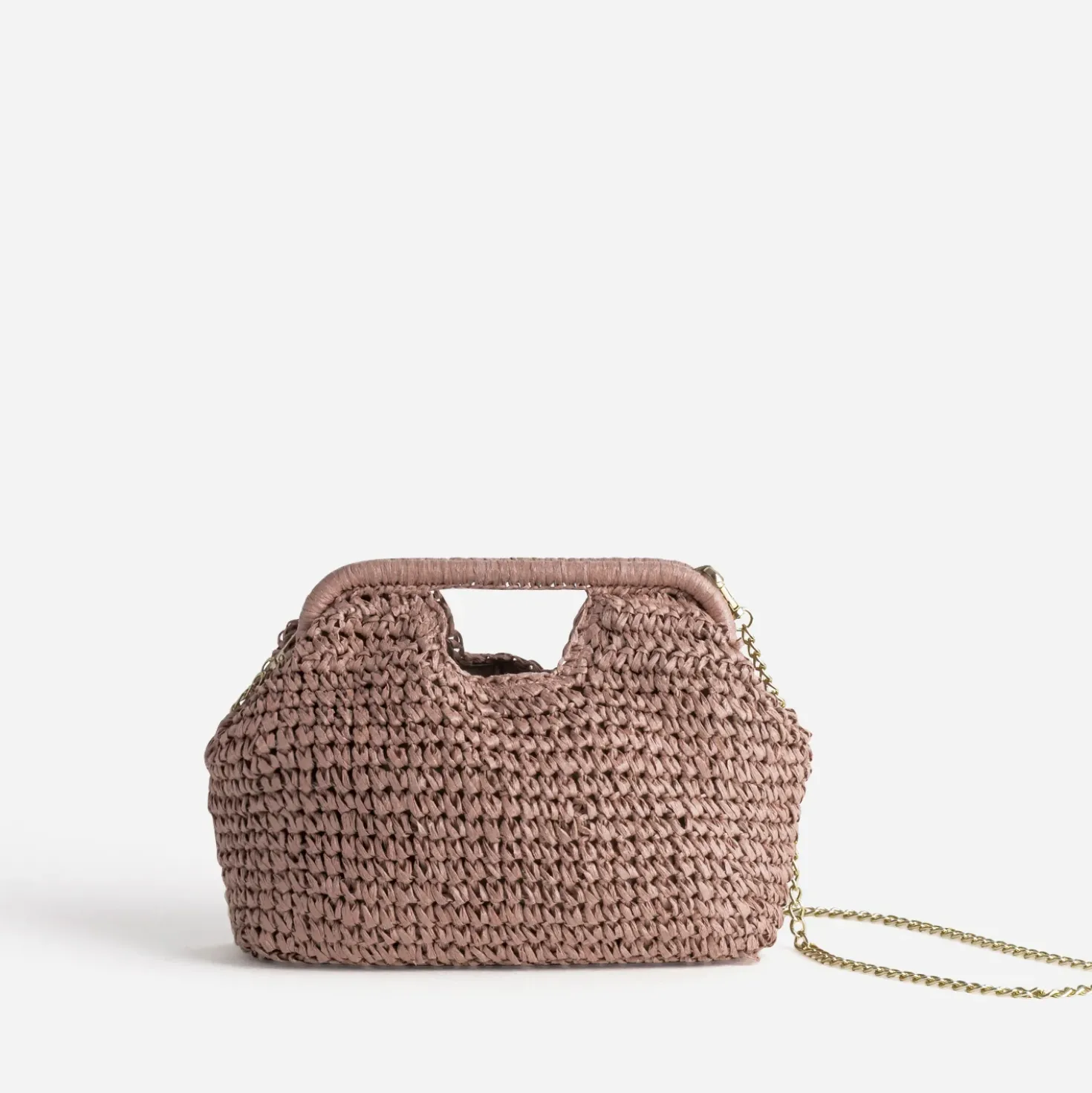 Sac pochette vieux rose tressé