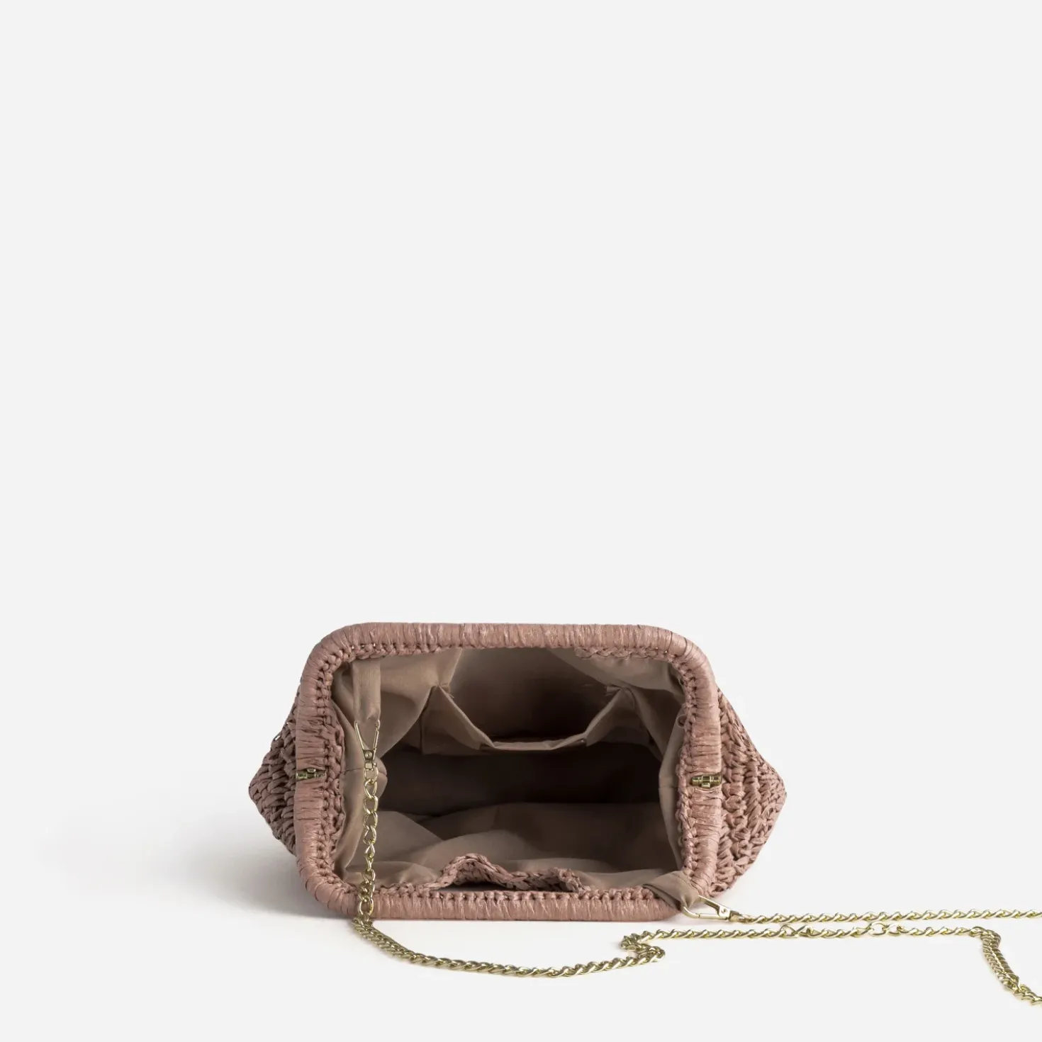 Sac pochette vieux rose tressé