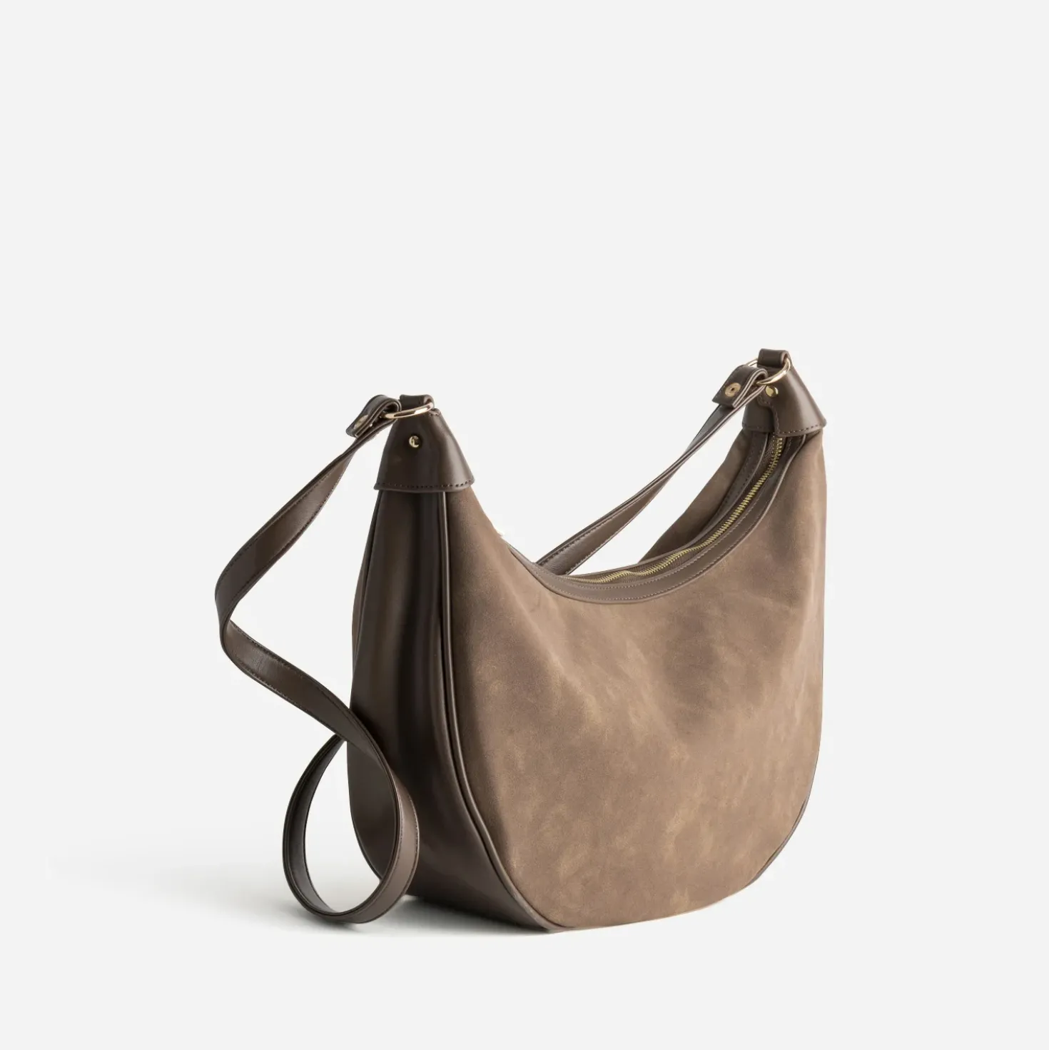 Sac TEXTO marron demi-lune