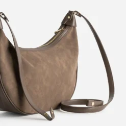 Sac TEXTO marron demi-lune