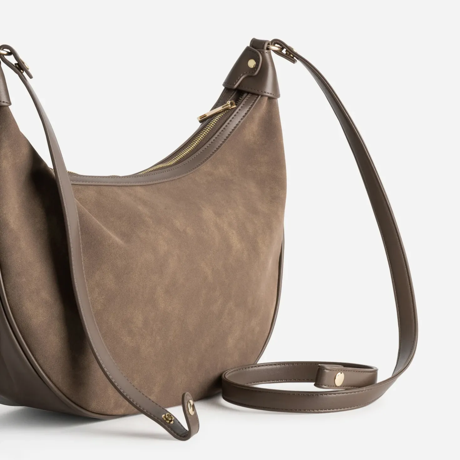 Sac TEXTO marron demi-lune