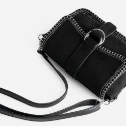 Sac TEXTO noir bi-matière surpiqûres contrastées