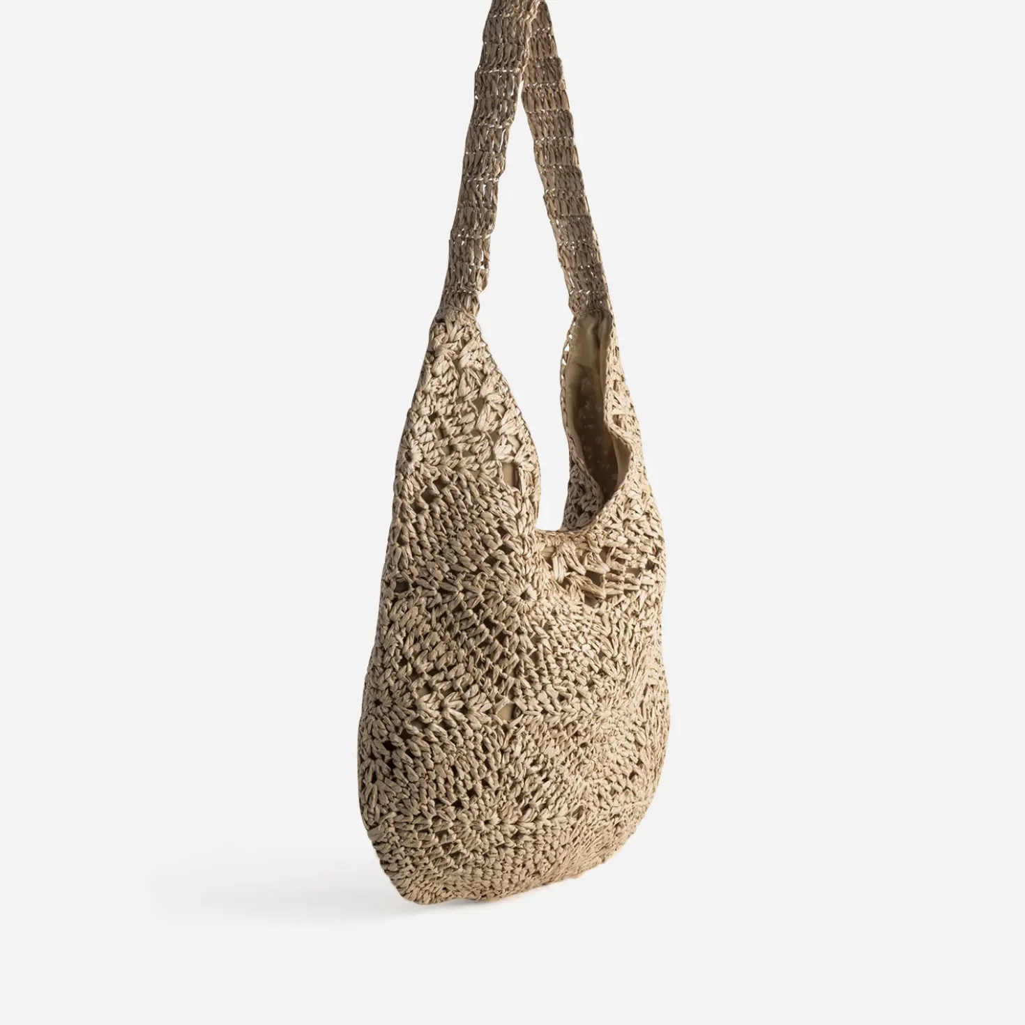 Sac tote-bag beige tressé
