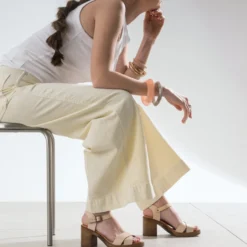 Sandale beige cuir
