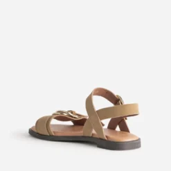 Sandale beige cuir velours