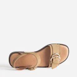 Sandale beige cuir velours