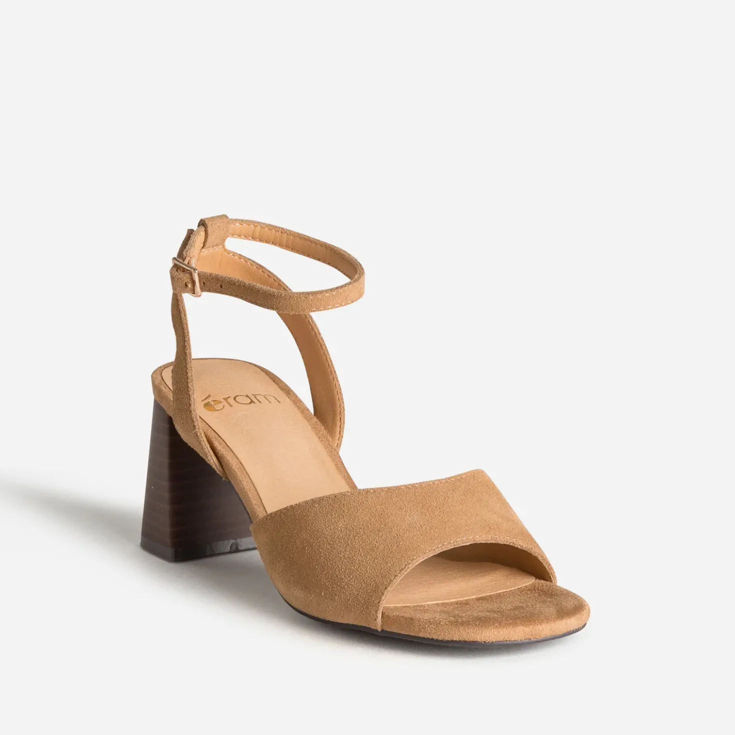 Sandale beige cuir velours à talon