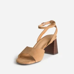 Sandale beige cuir velours à talon