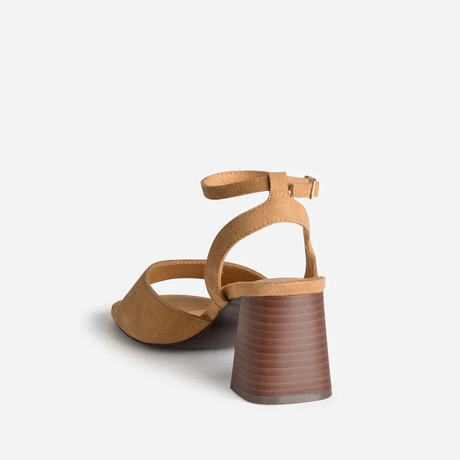 Sandale beige cuir velours à talon