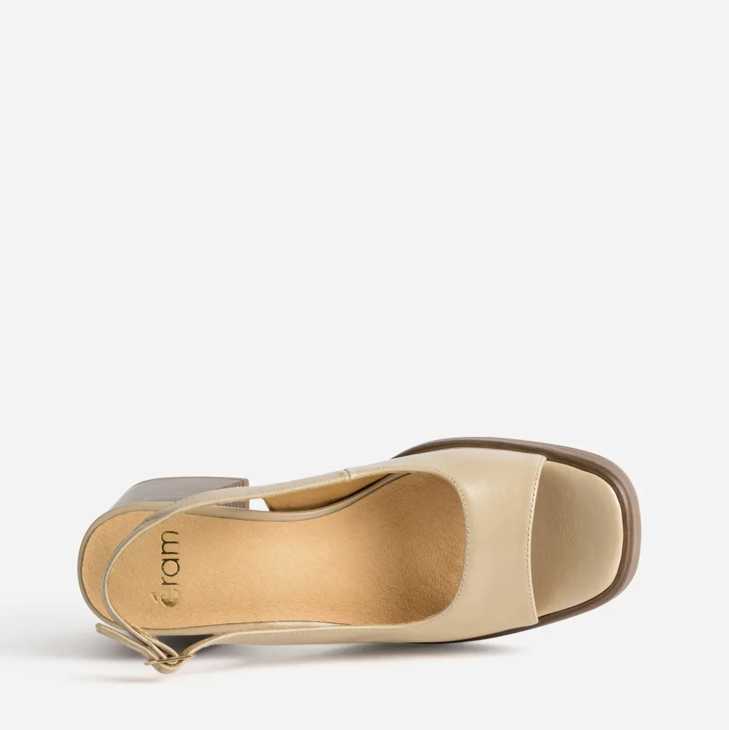 Sandale beige talon flare massif