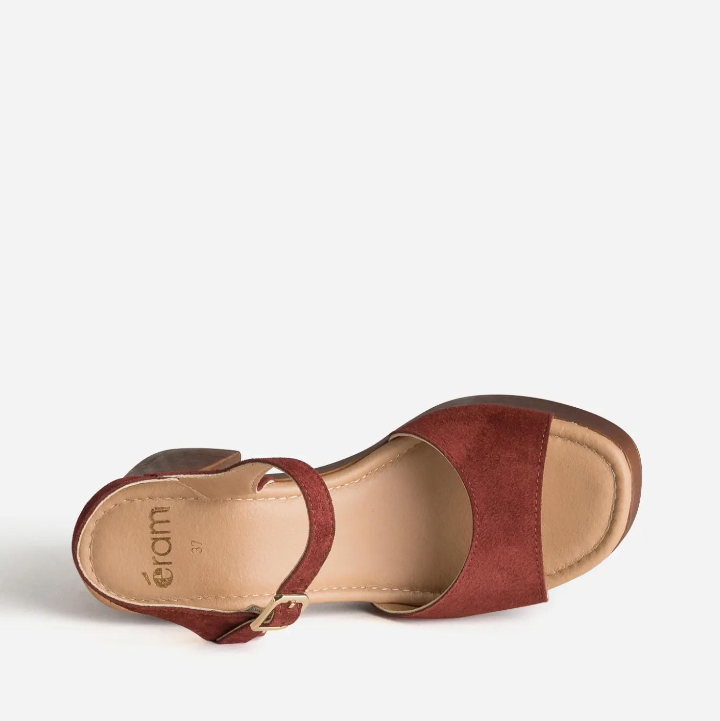 Sandale bordeaux cuir velours à talon