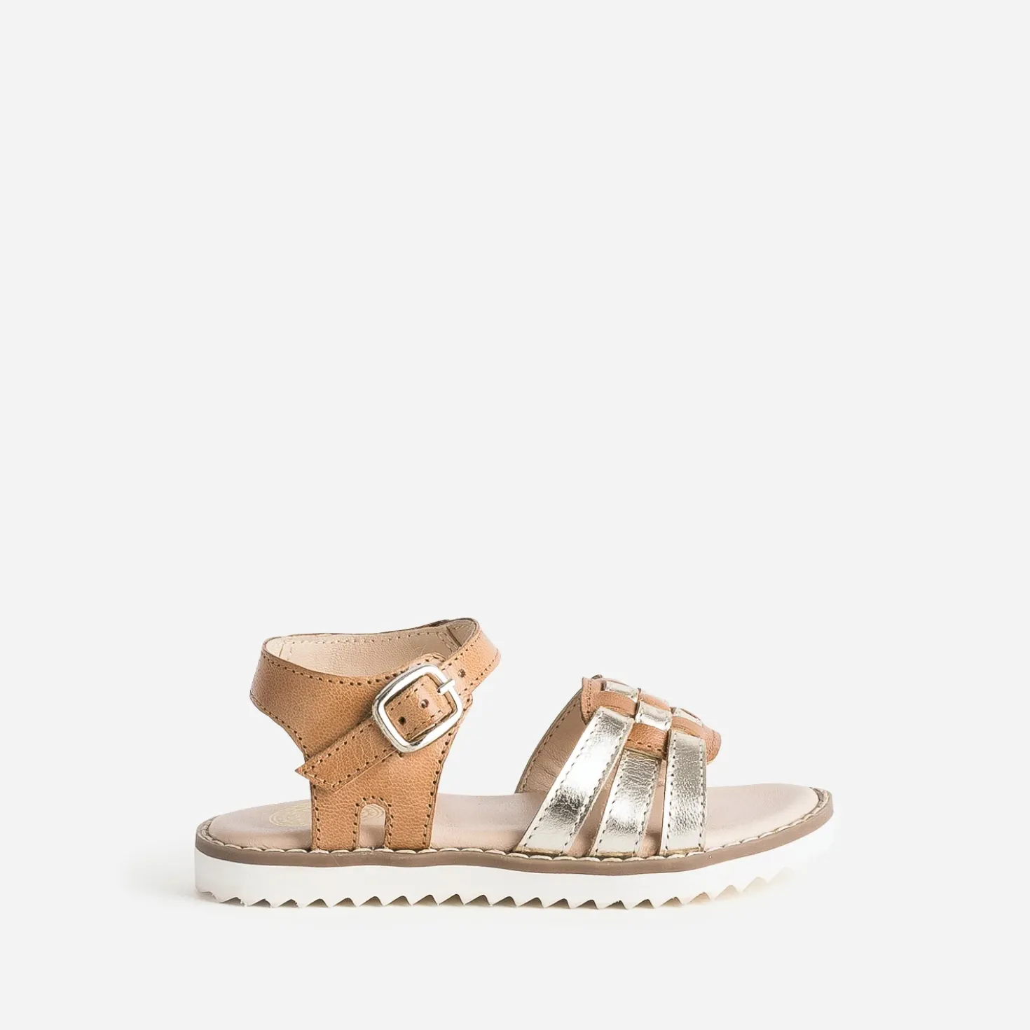 Sandale BUGGY camel et dorée cuir