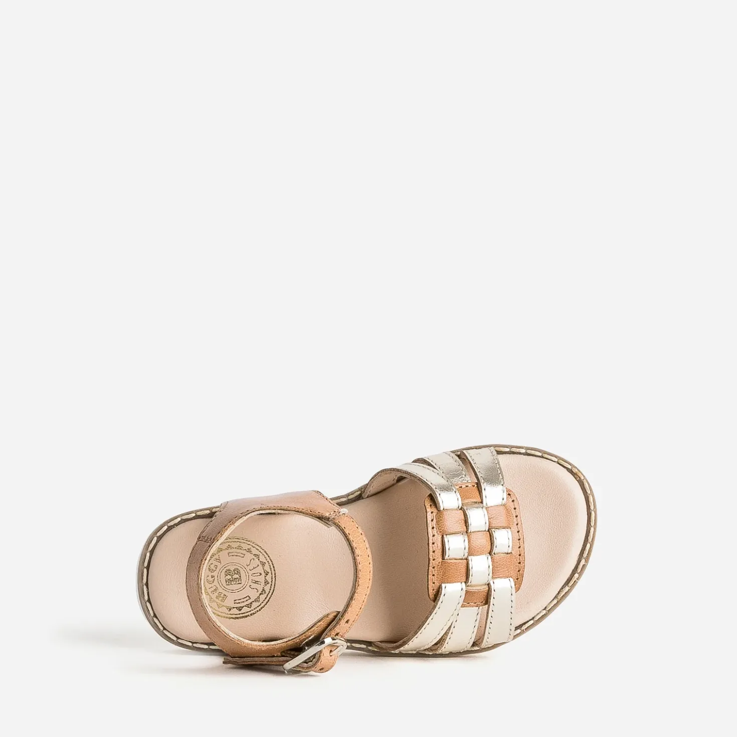 Sandale BUGGY camel et dorée cuir