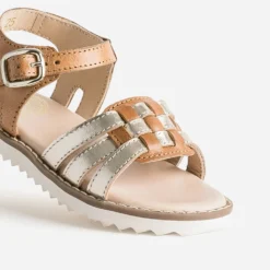 Sandale BUGGY camel et dorée cuir