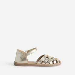 Sandale BUGGY doré cuir brides tressées