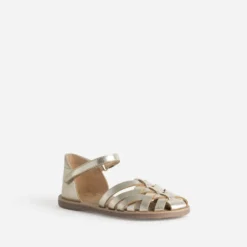 Sandale BUGGY doré cuir brides tressées