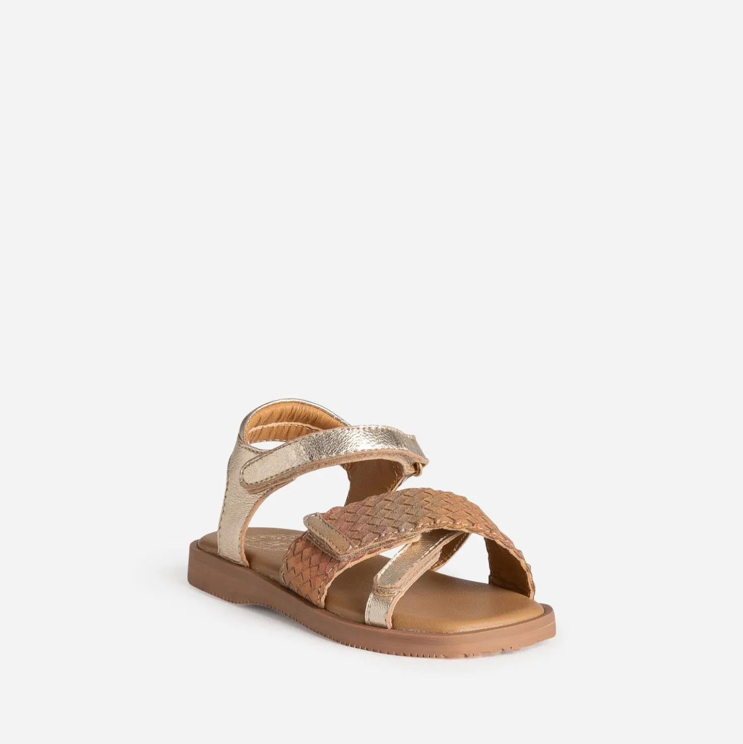 Sandale BUGGY dorée cuir bride tressée