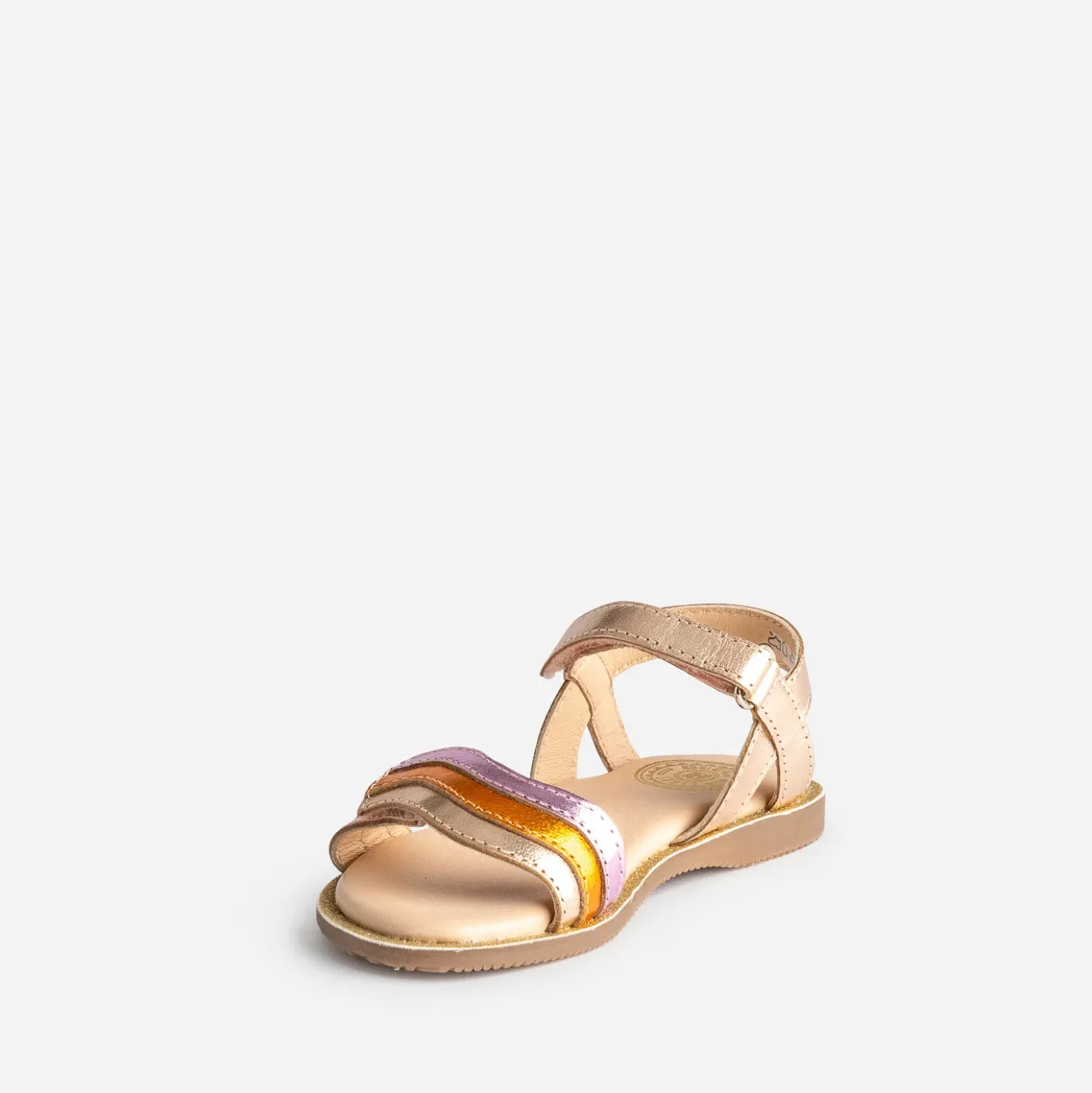 Sandale BUGGY dorée cuir bride tricolore
