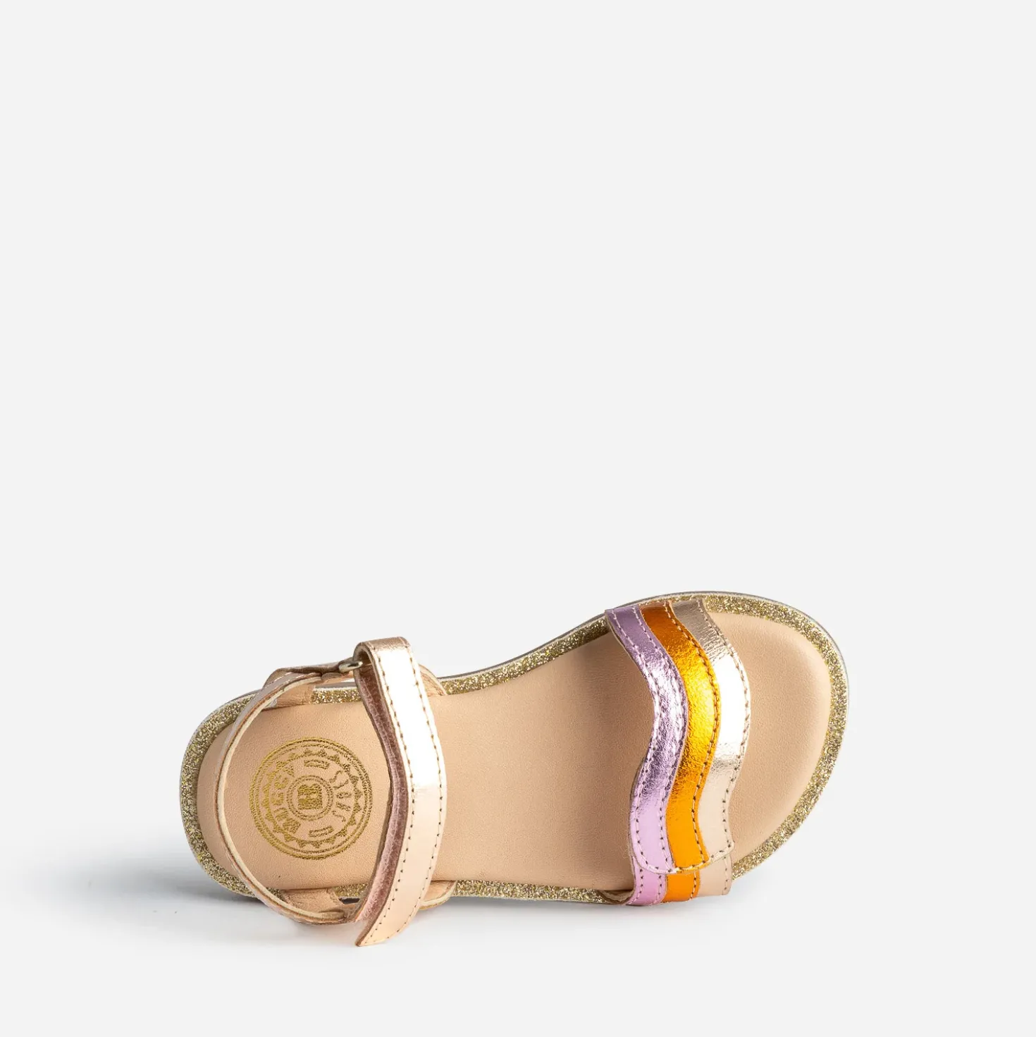 Sandale BUGGY dorée cuir bride tricolore