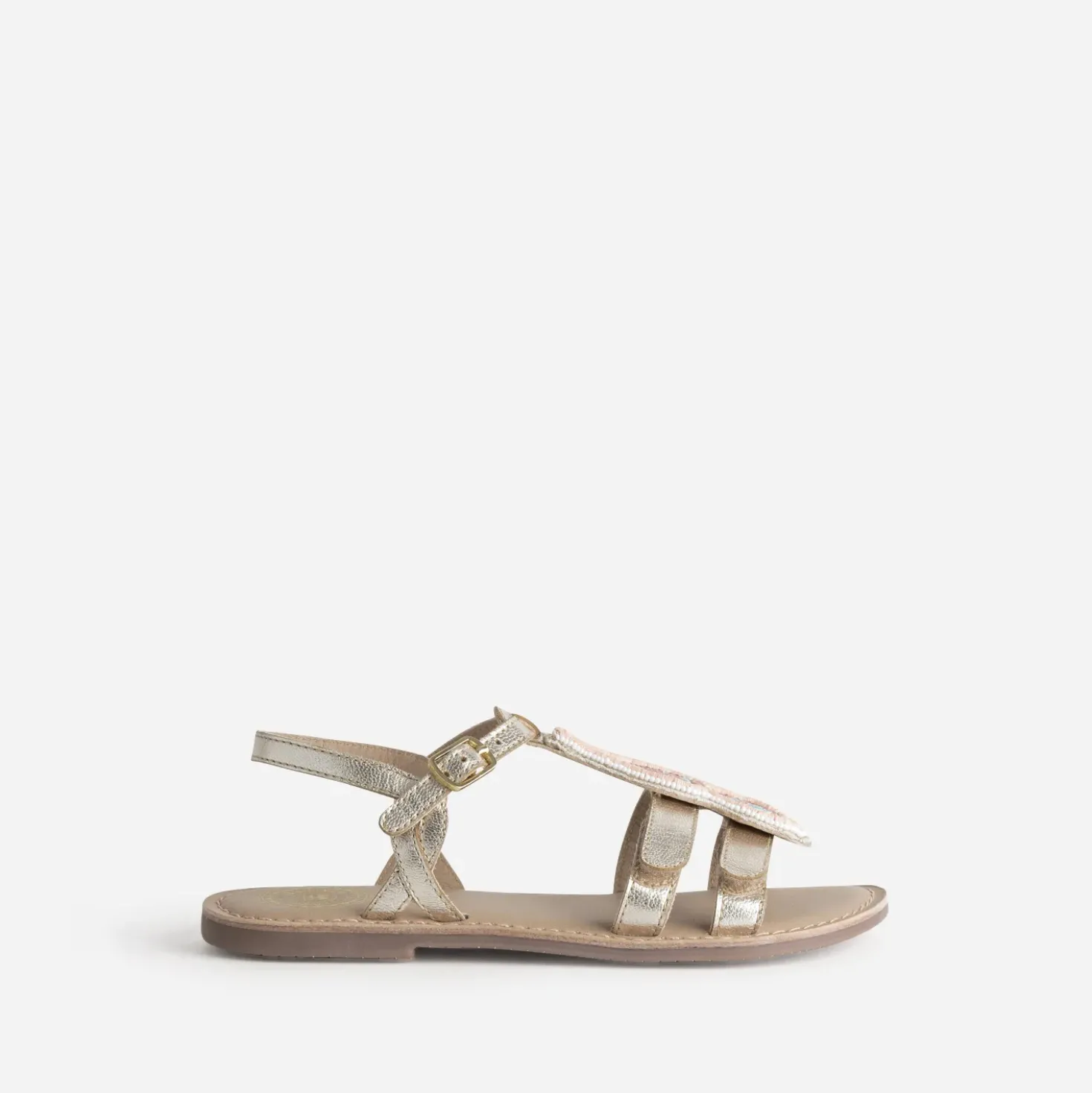 Sandale BUGGY dorée cuir décor amovible