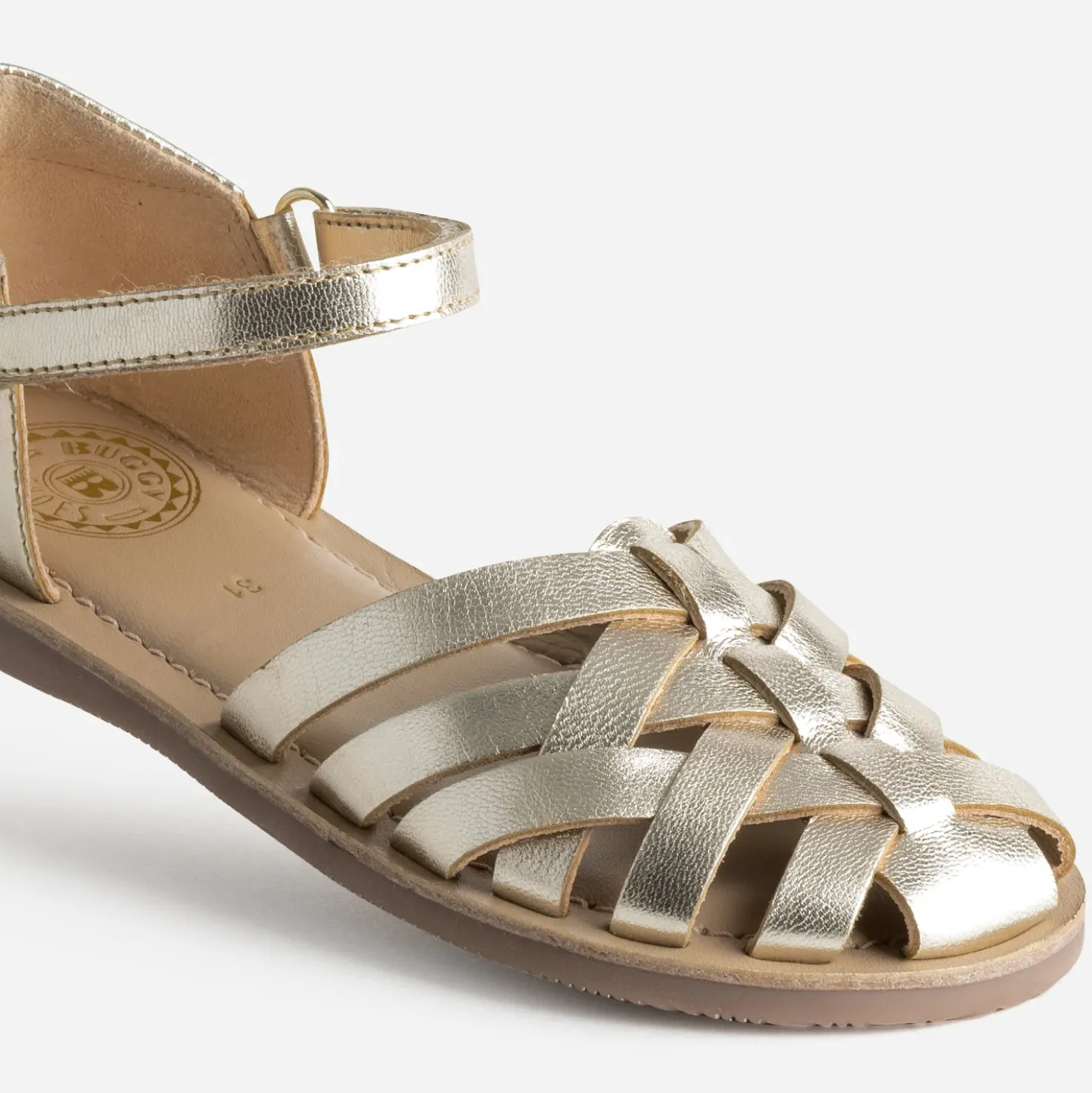 Sandale BUGGY dorée cuir tressé