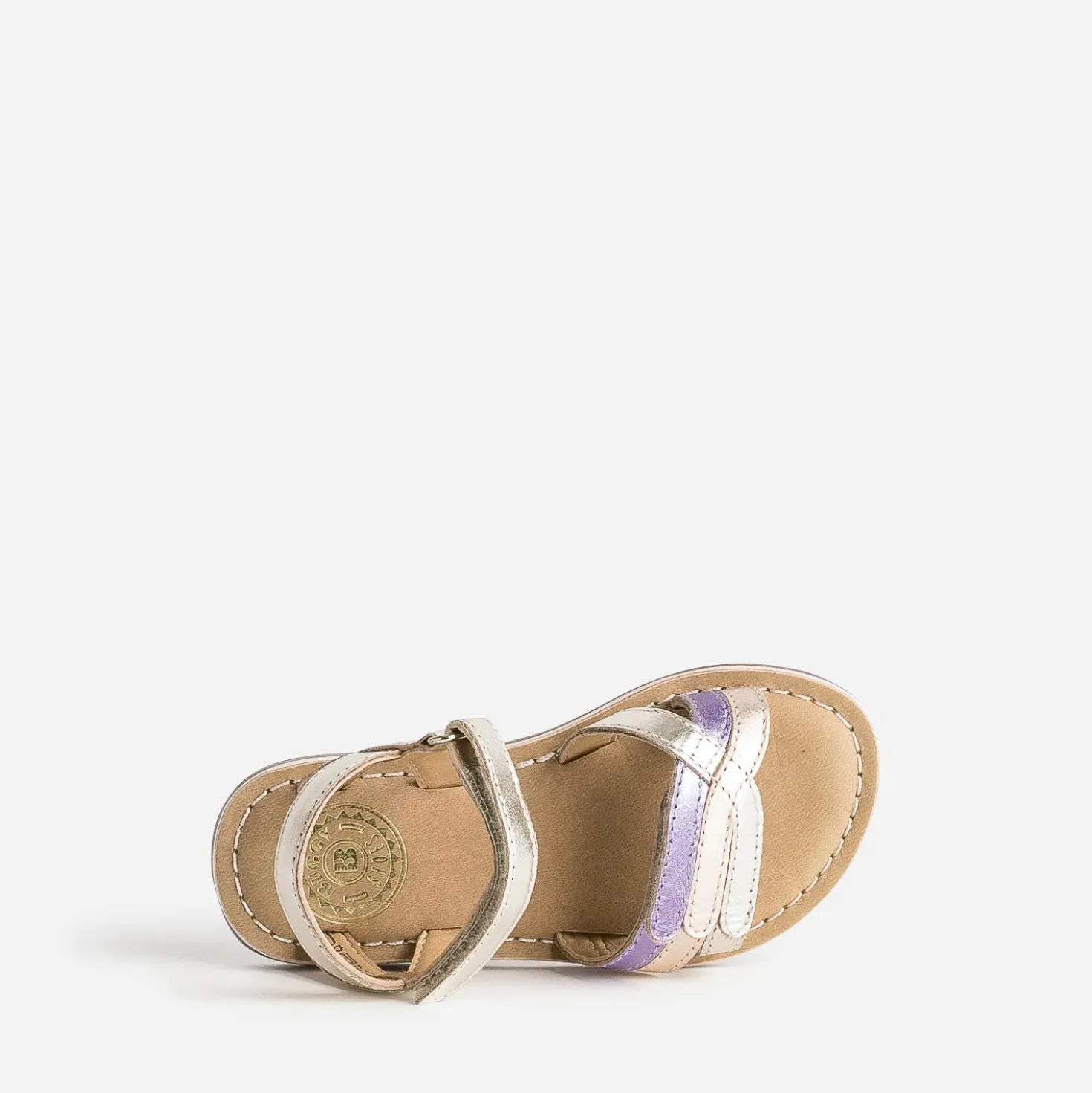 Sandale BUGGY dorée en cuir à scratchs