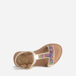 Sandale BUGGY dorée en cuir à sequins