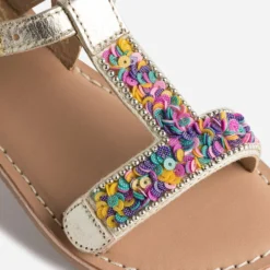 Sandale BUGGY dorée en cuir à sequins