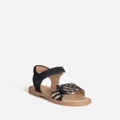 Sandale BUGGY marine cuir tressé