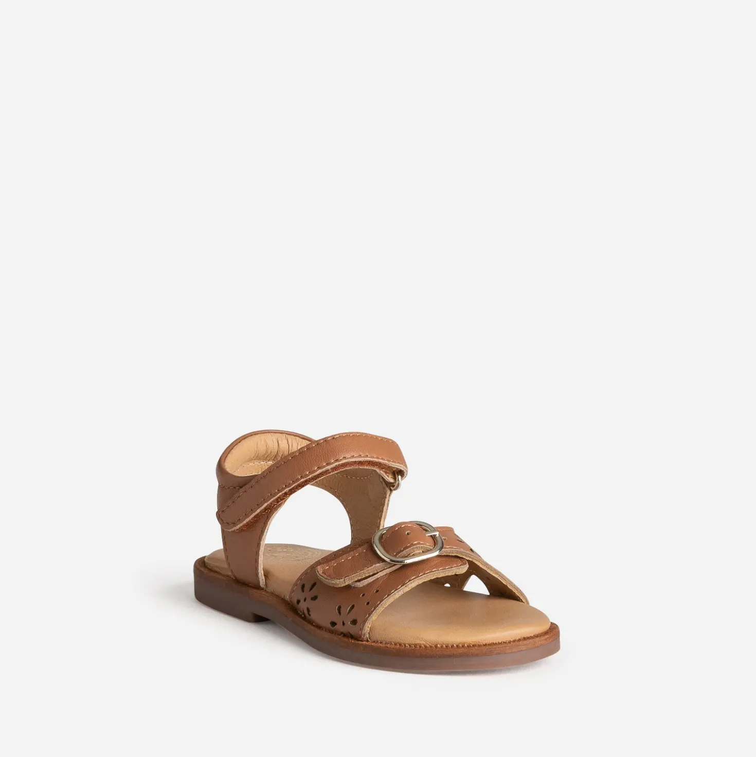 Sandale BUGGY marron cuir ajouré