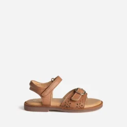 Sandale BUGGY marron cuir ajouré