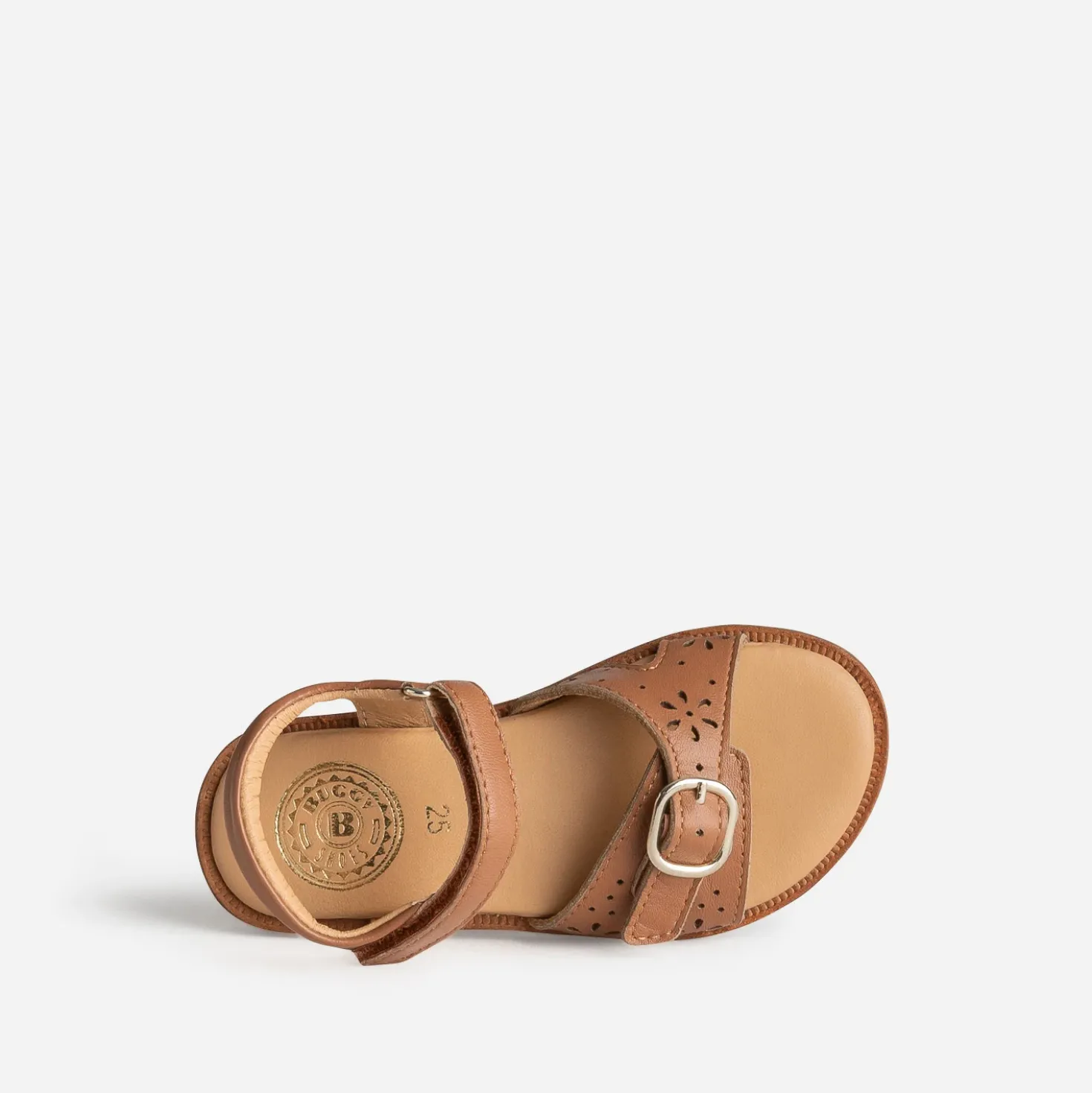 Sandale BUGGY marron cuir ajouré