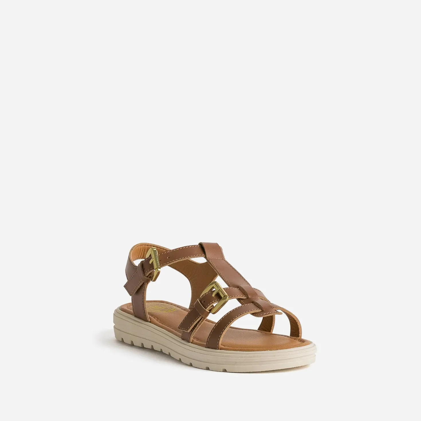 Sandale BUGGY marron cuir semelle épaisse